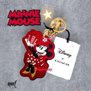NWT Coach Minnie Mouse Bag Charm Keychain 💜 Rare 💙 Pristine Collectible Disney